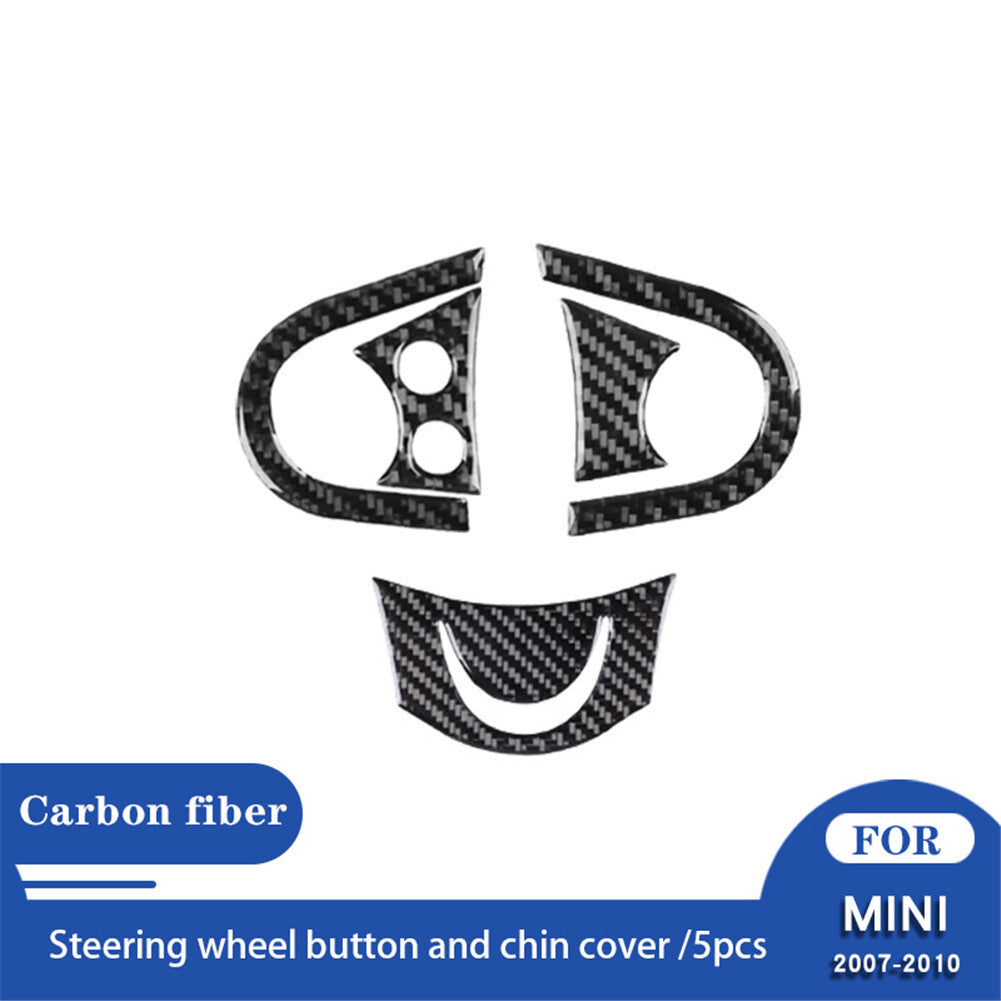 5X Carbon Fiber Steering Wheel Accent Trim for BMW for MINI Cooper 2007-2010