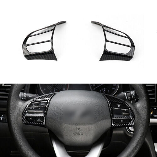 for Hyundai Kona 2018-2022 Carbon Fiber Inner Steering Wheel Button Frame Cover