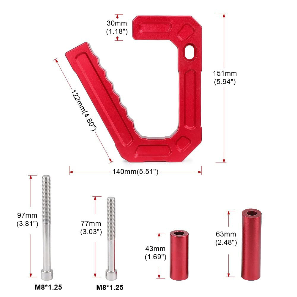 Aluminum Front + Rear Grab Handles Grip Bar for Jeep for Wrangler JK 2007-2018 Red