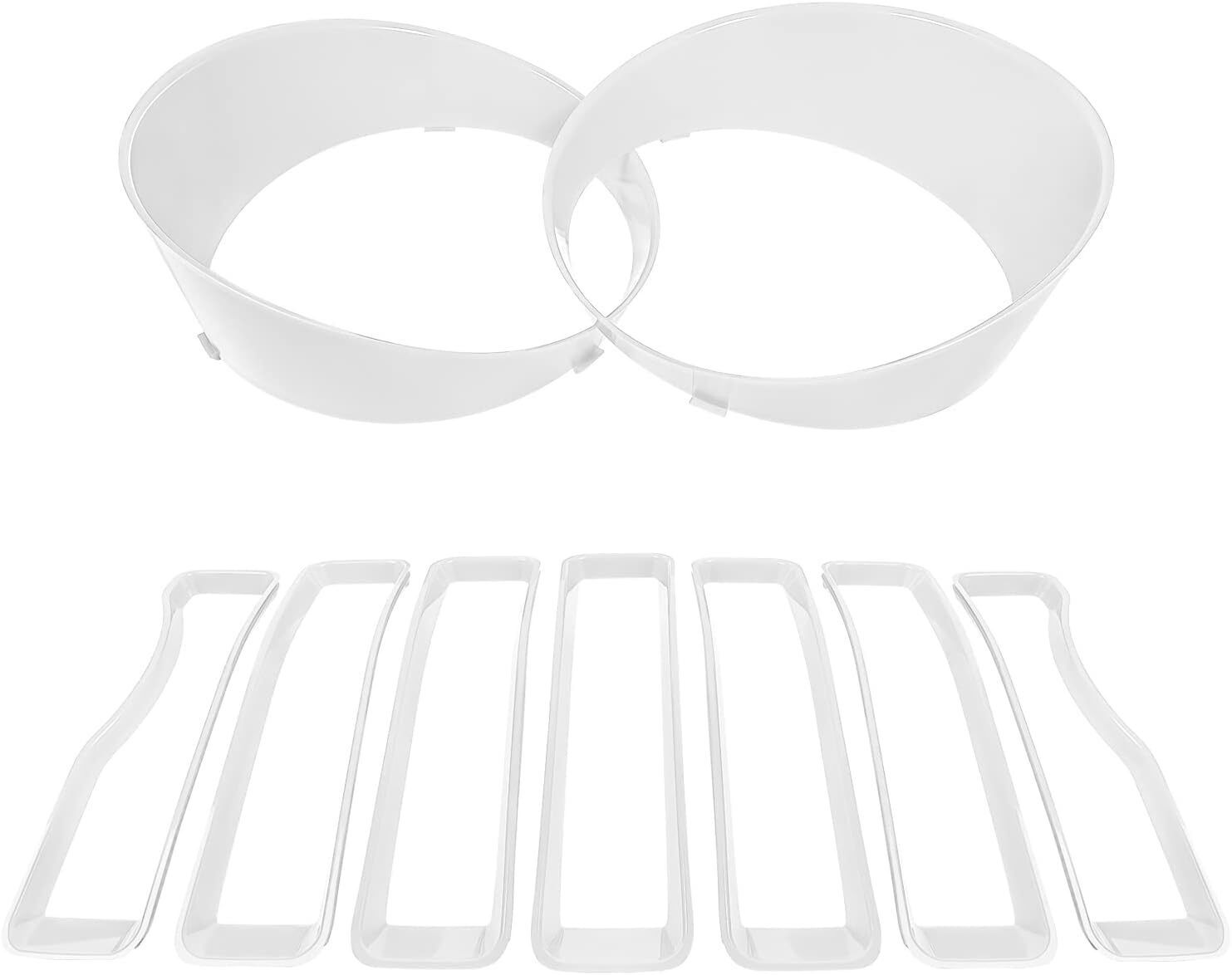 White front grille inserts and headlight trim covers are available on the for Jeep for Wrangler JLU