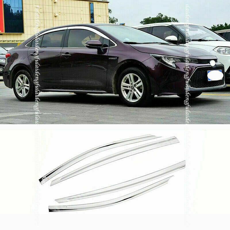 4for Toyota for Corolla Sedan 2019-2023 Chrome Window Visor Vent Shade Rain Guards