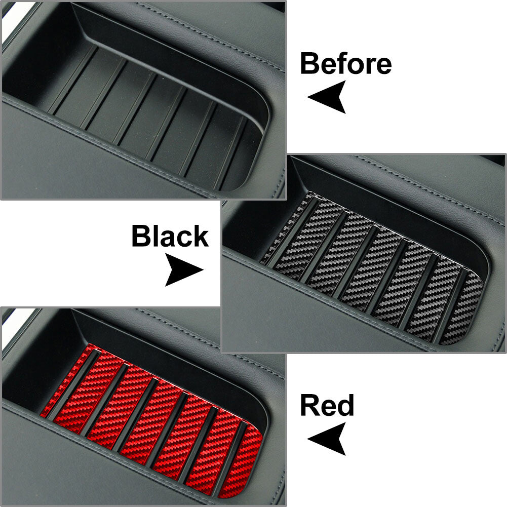Carbon Fiber Armrest Box Slot Panel Cover Trim for Toyota Tundra 2014-2021