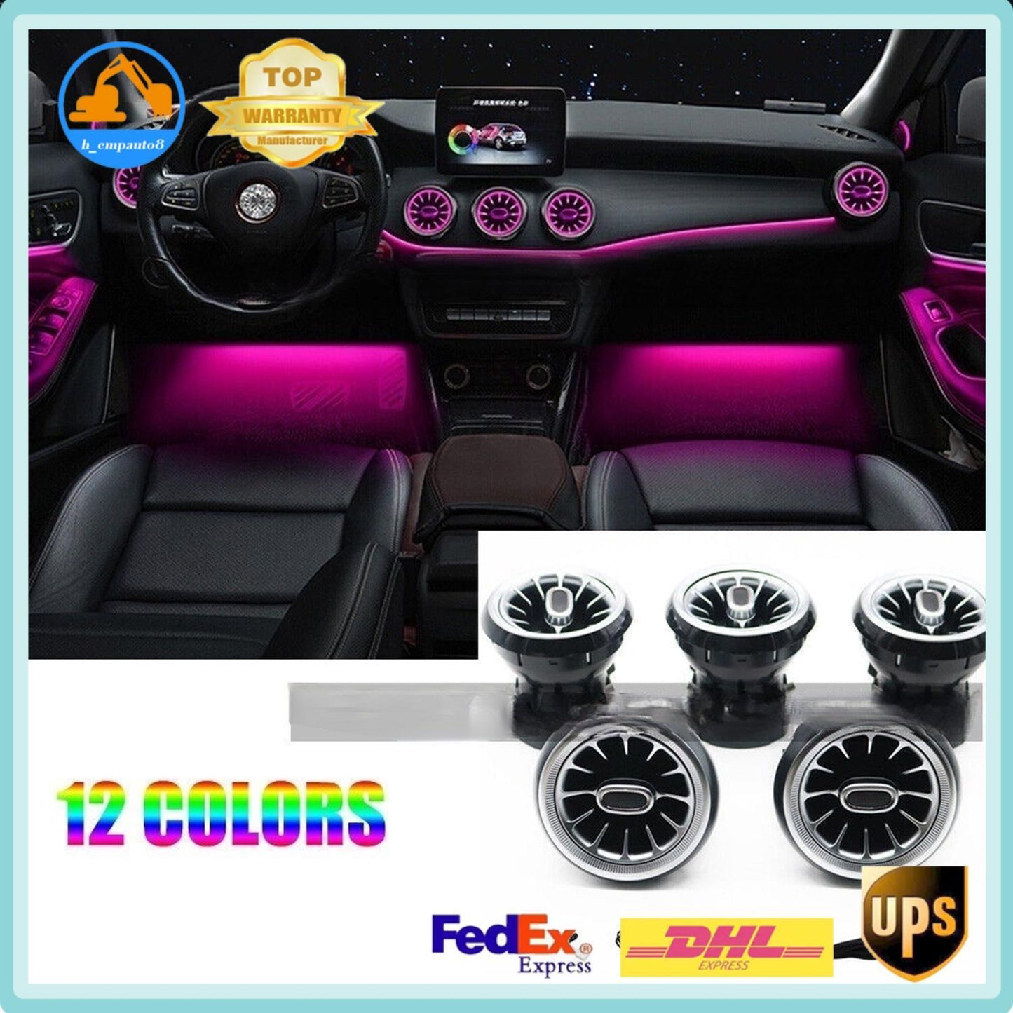 5X LED Air Vent Ambient Light Interior 12 Color for Mercedes-Benz W176 W117 X156