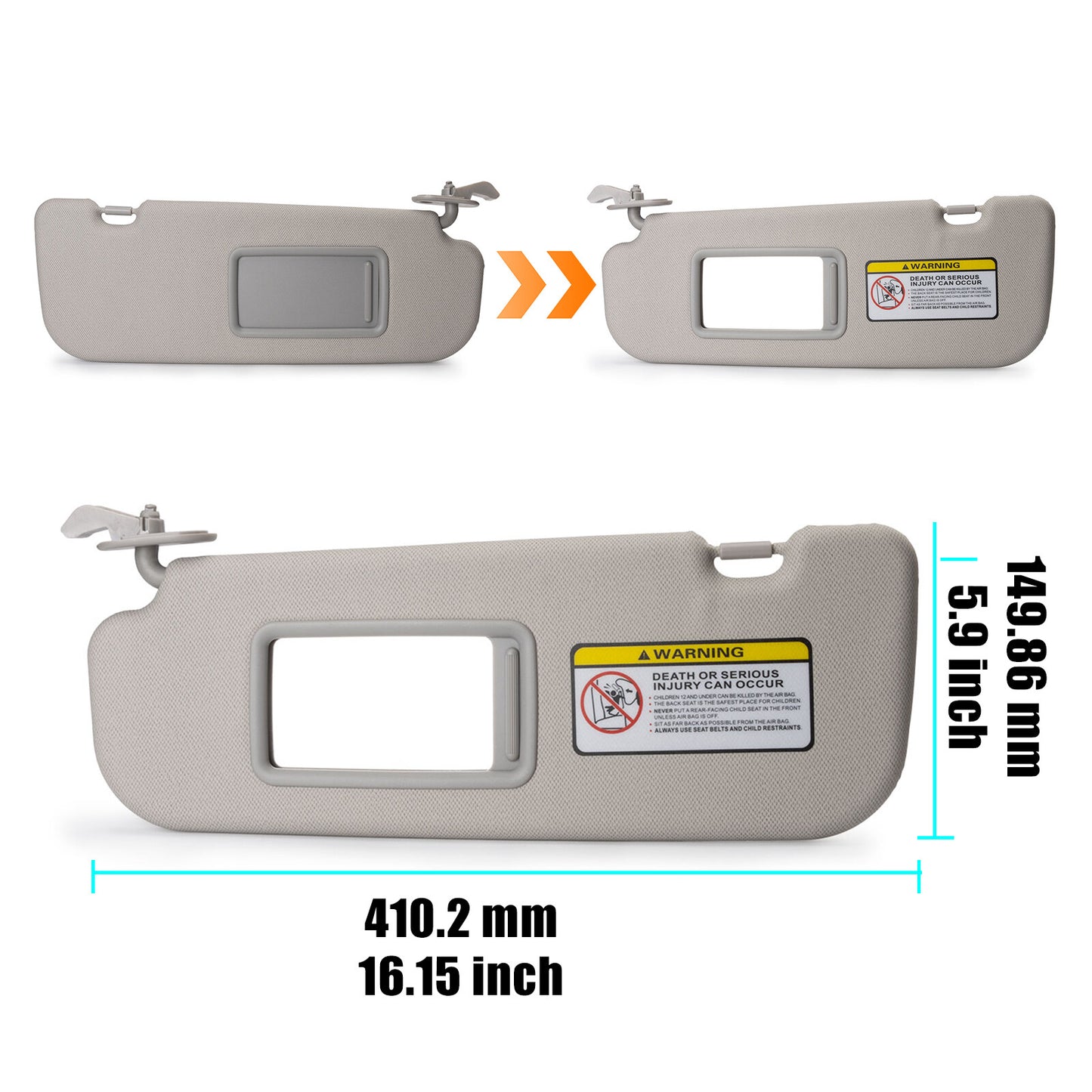 2x 852203X000TX for Hyundai for Elantra 2012 GL Sedan 4-Door 1.8L LH+RH Sun Visor