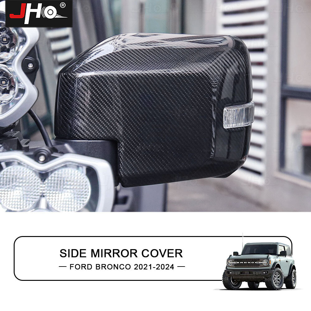 for Ford Bronco 2021+ Real Carbon Fiber Exterior Rear View Mirror Cover Trim