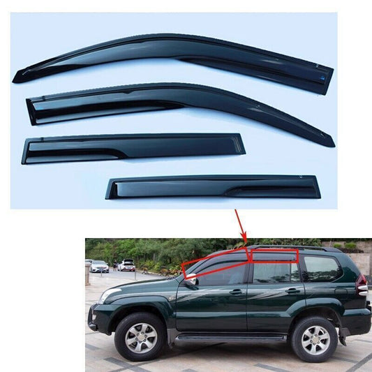 4P Door Window Sun Rain Eyebrow Shield Visor Trim for Toyota Prado LC120 2003-09