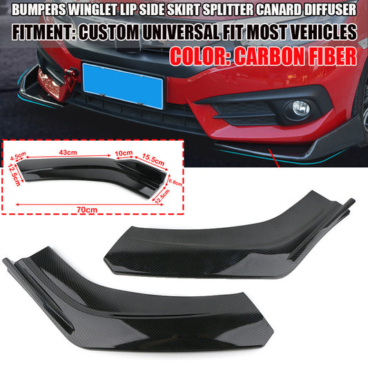 2x Skirt Extension Splitter Joystick WINGLET Diffuser Lip Panel Body Carbon Fiber