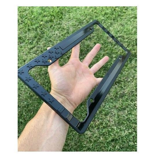 Black American flag on car license plate frame cover hood trunk for Toyota