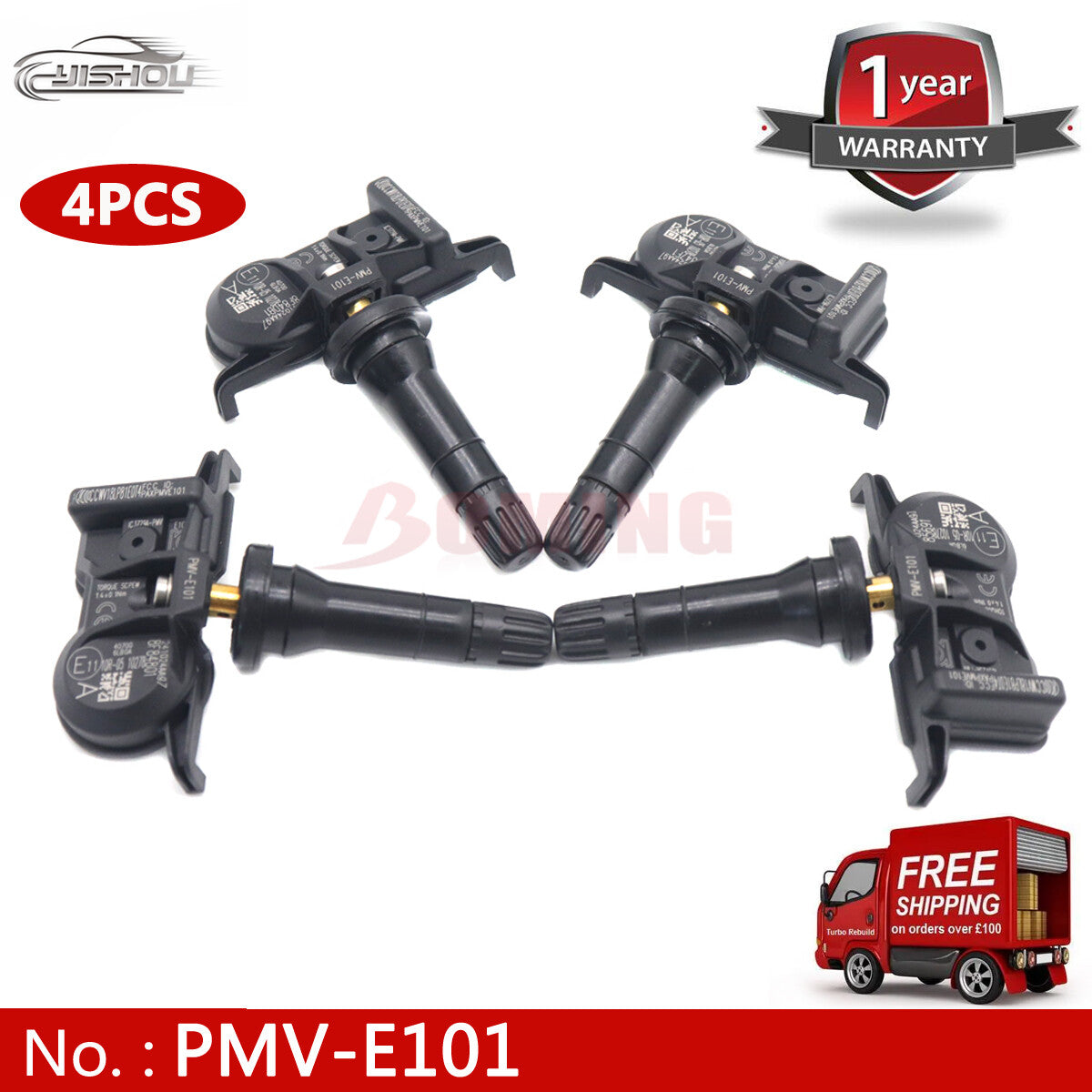 Four new PMV-E101 TPMS tire pressure sensors suitable for Nissan 40700-62B0A