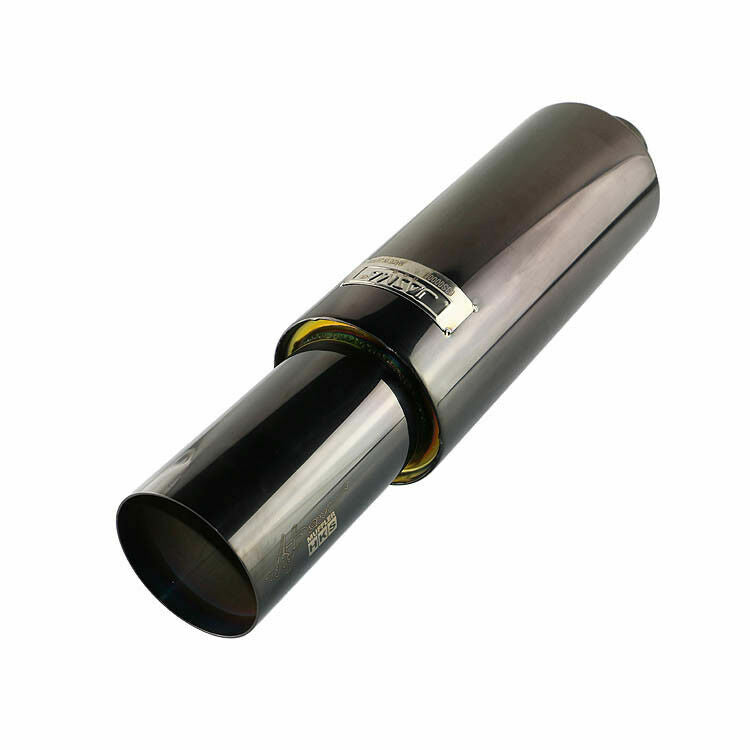 2.5ID 3.5 OD Burnt Black Straight Flow Racing Exhaust Muffler 4.5 Body