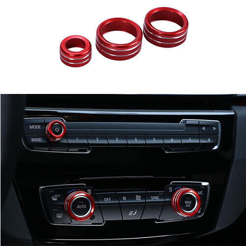 Central Console Ac Knob Cover Trim Fit for BMW F20 F21 F22 F23 Red Aluminum 3PCS