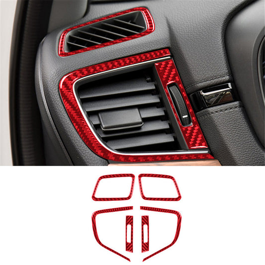 6Pcs Red Carbon Fiber Inner Air Vent Outlet Cover Trim for Honda CR-V 2017-2021