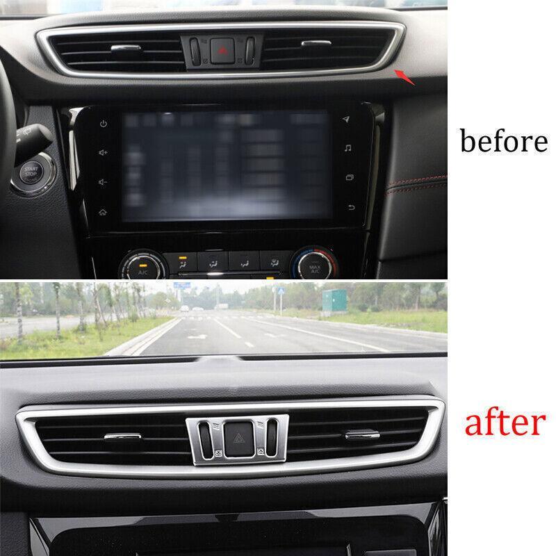 for Nissan Rogue Sport 17-2021 Silver Middle Console Air Outlet Vent Cover Trim