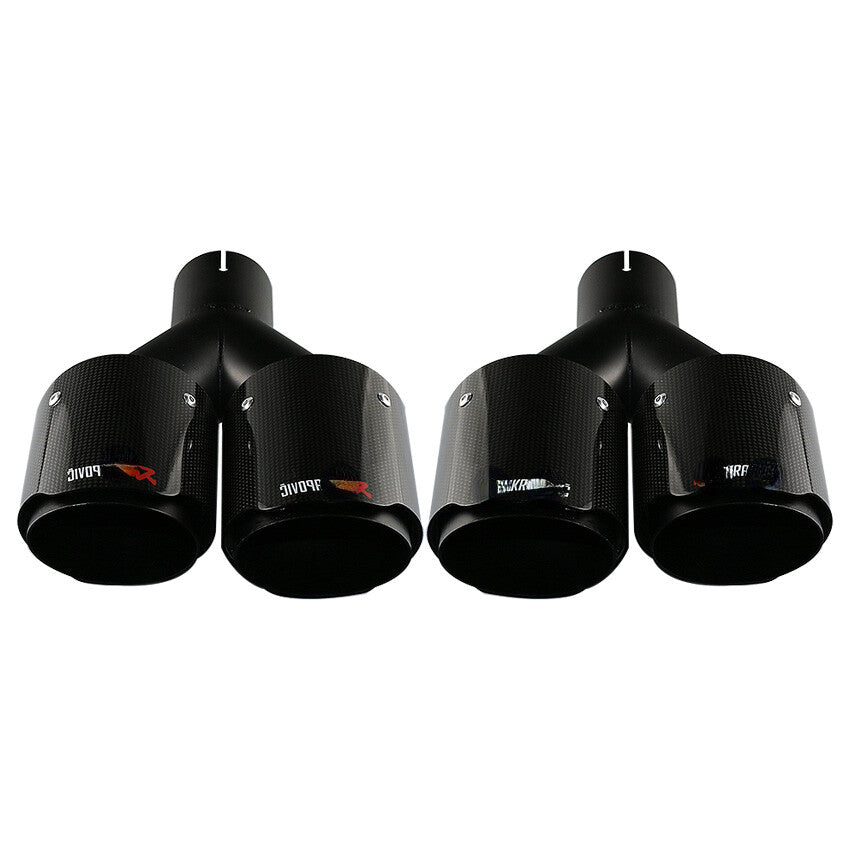 Pair For AK Exhaust Tip Dual Pipe Tips ID:2.5 63mm OD:3.5 89mm Carbon Fiber
