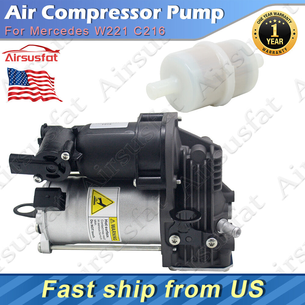 Fit for Mercedes W221 C216 Air Suspension Compressor with Outside Air Filter US