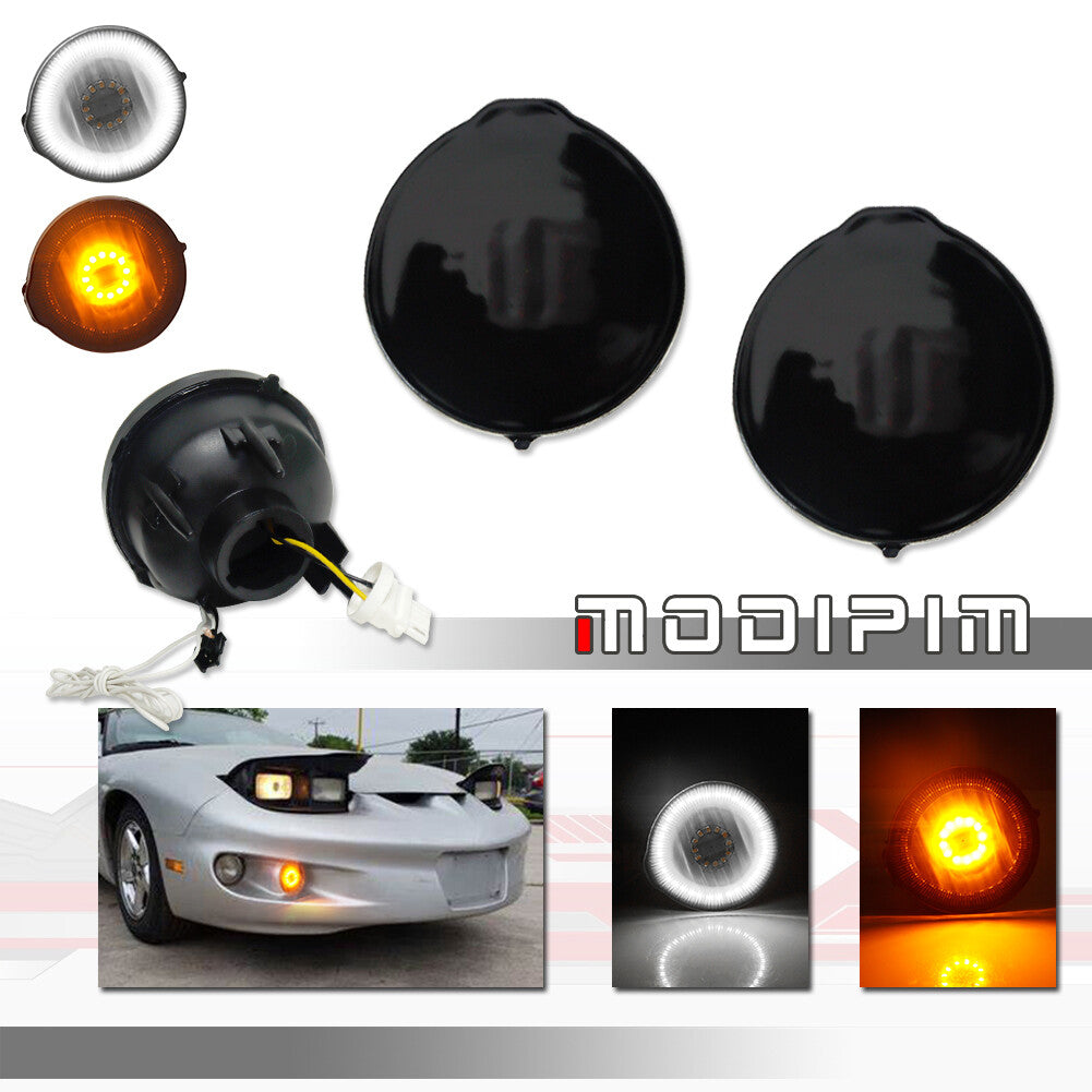 2-pack DRL turn signal LED light replacement parts for Pontiac Firebird 1998-2002, black.