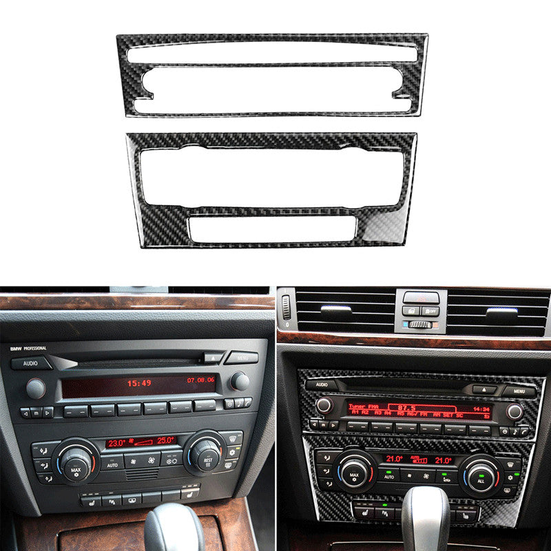 Carbon fiber CD control panel for air conditioning trim for BMW E90 3 series 2005-12