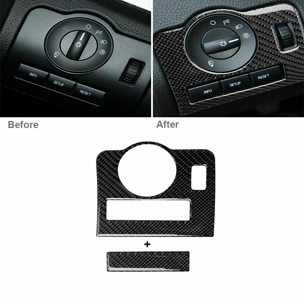 Carbon fiber headlight switch button sticker protective cover suitable for Ford for Mustang 2009 - 13