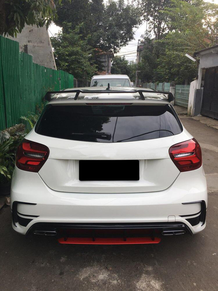 for Mercedes A W176 A45 ABS Rear Bumper Diffuser Lip W/Exhaust Tips Tailpipe