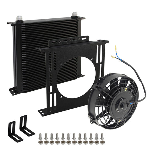 Universal 40 Row AN10 Engine Oil Cooler + 7 Fan Kit New Mounting Bracket Kit BK