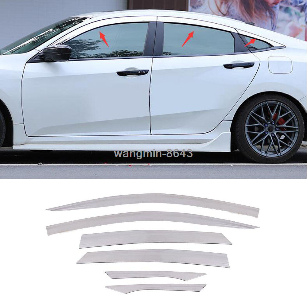 Chrome Window Visor Vent Shades Sun Rain Guards for Honda for Civic Sedan 2016-2021