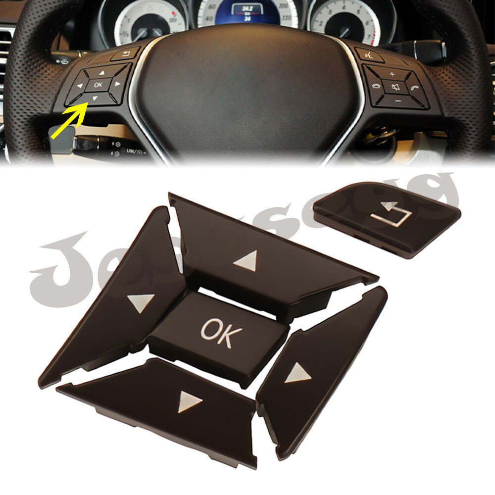 Left Steering Wheel Control Menu Switch Button Cover for Mercedes C Class Brown