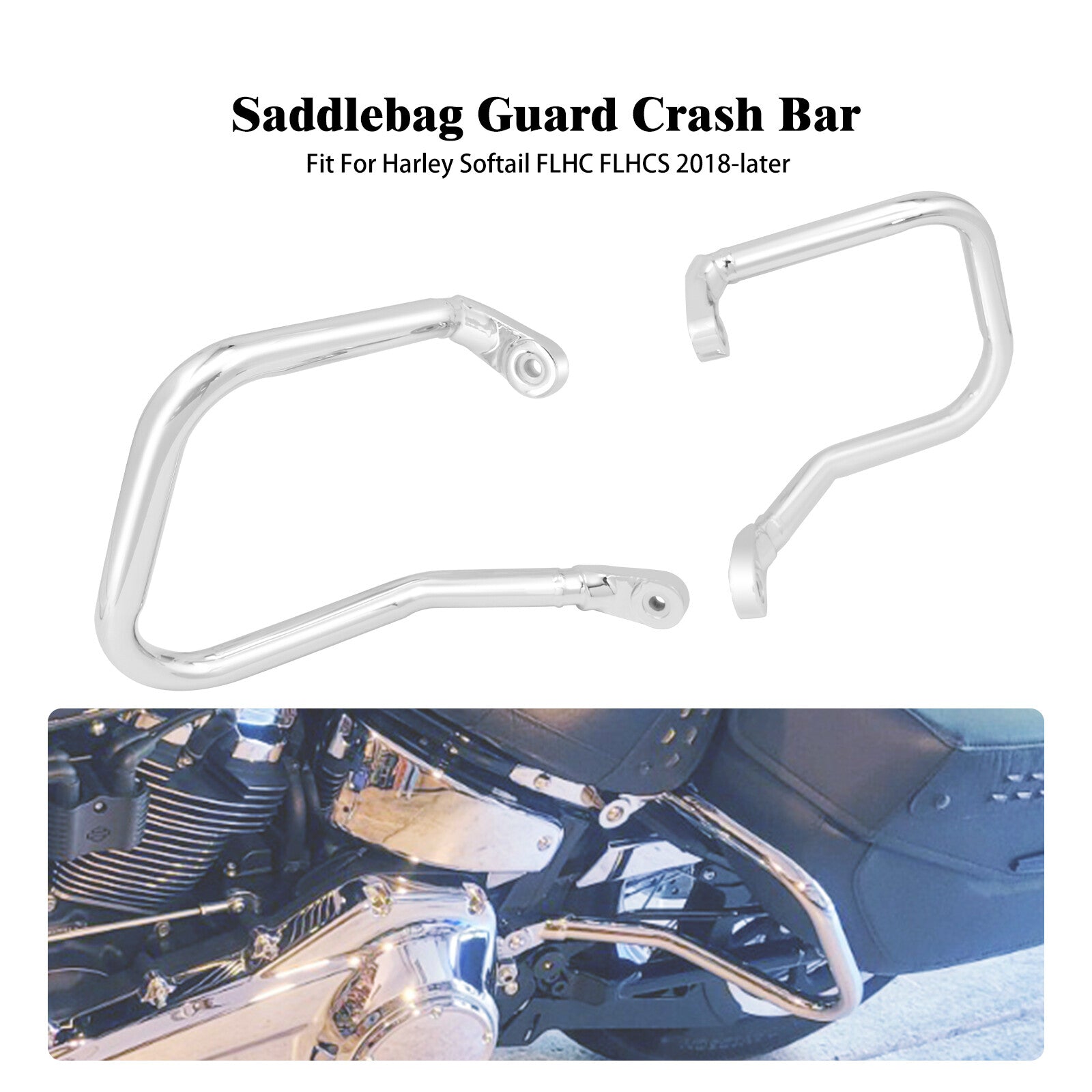 Chrome Rear Saddlebag Guard Crash Bar for Harley Softail Heritage Classic 18-23