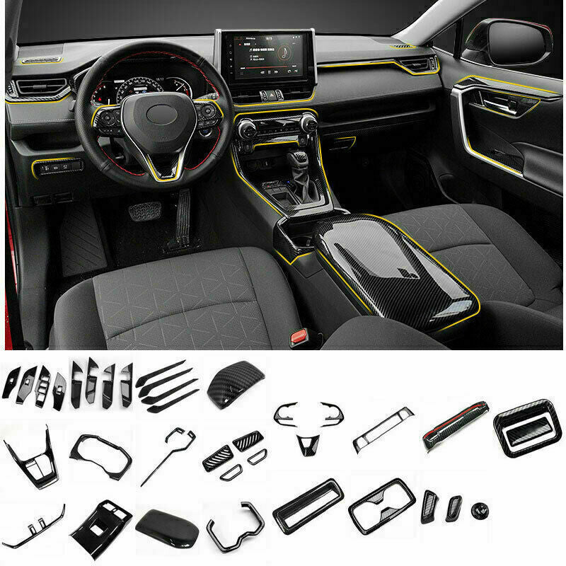 for Toyota RAV4 2019-2024 Carbon Fiber Car Interior Decoration Full Set Cover