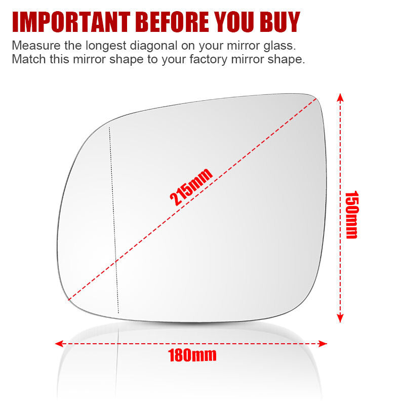 Left Driver Side Door Mirror Glass with Backing Heated for AUDI Q5 Q7 2009-2015