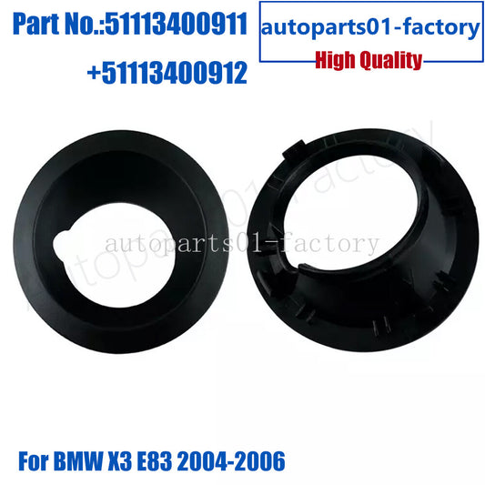 1Pair Front Bumper Fog Light Ring Cover for BMW X3 E83 2004-2006