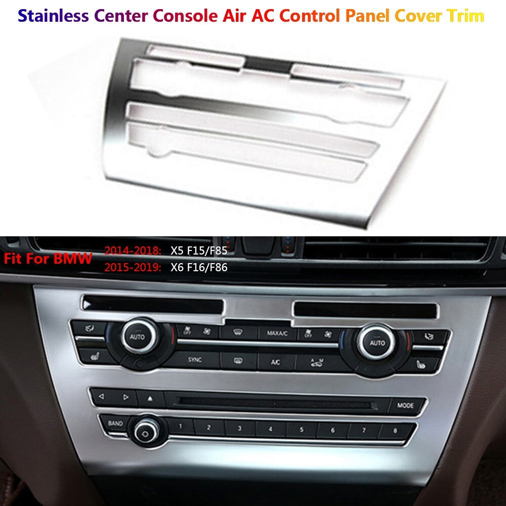 Stainless for BMW X5 X6 F15 F16 Car Interior Center Console CD Panel Cover Trim