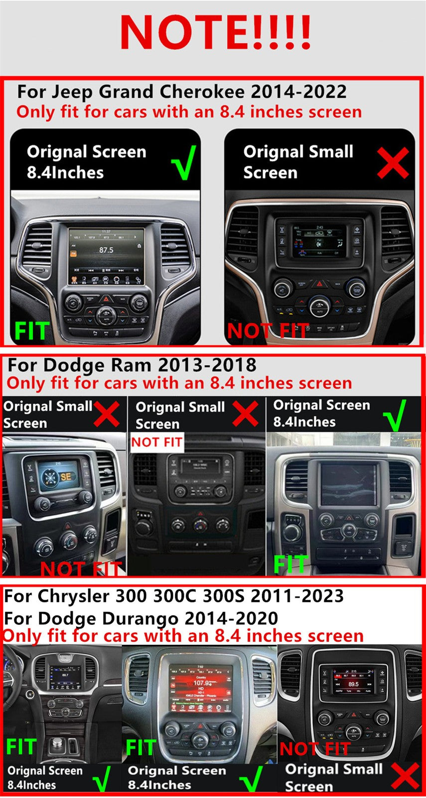 8.4Wireless Carplay 4GB 32GB Car Radio GPS Navigation for Chrysler for Jeep Grand
