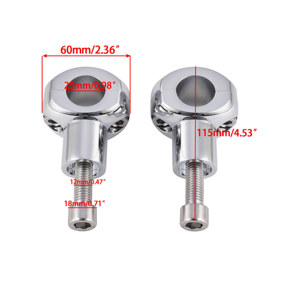 for Harley Dyna 1Inch Motorcycle Handlebar Risers Clamps Chrome Handle Bar Mount