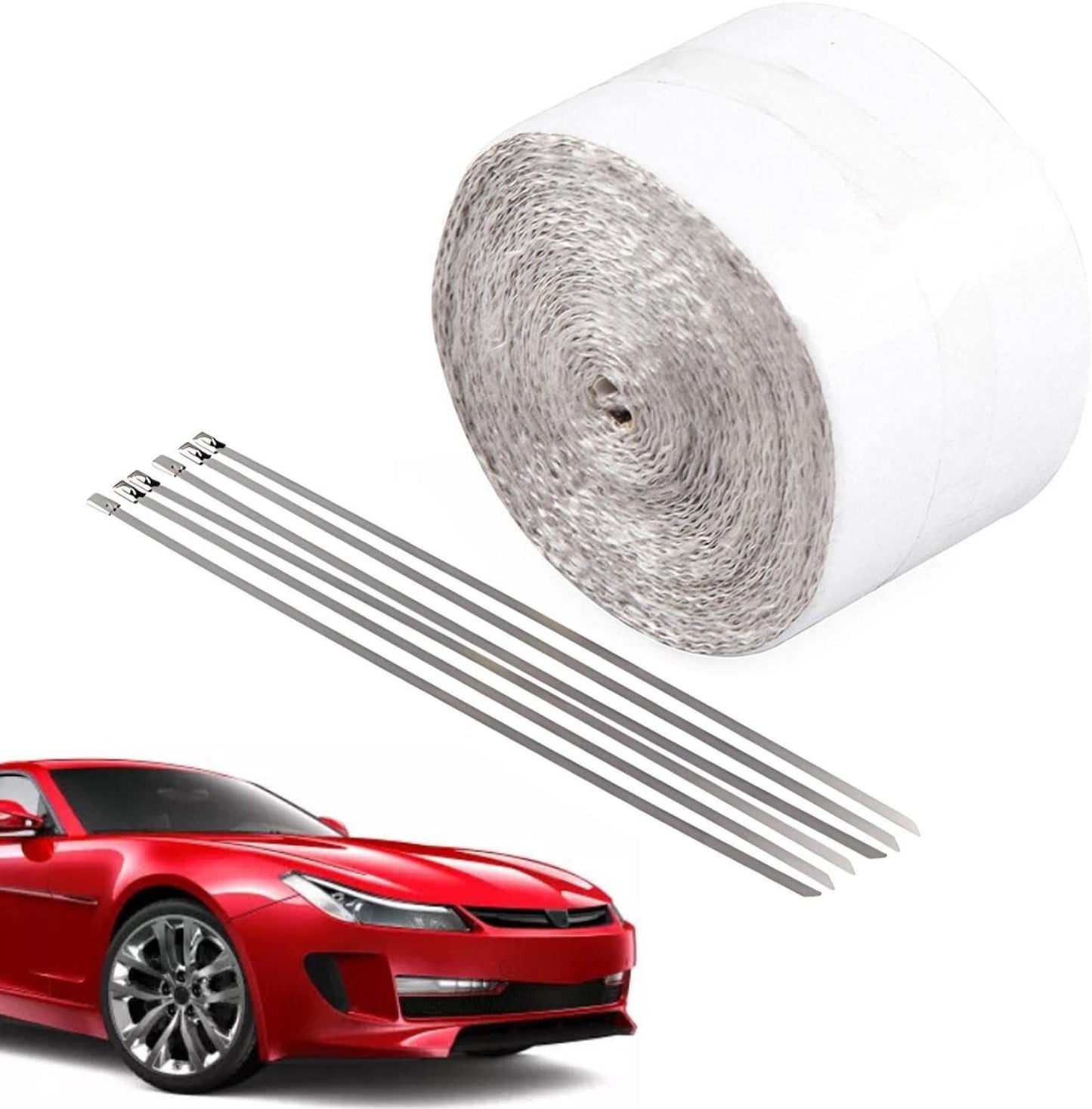 Self-adhesive automotive exhaust heat-wrapping roll black tape for motorcycles +5 cable tie