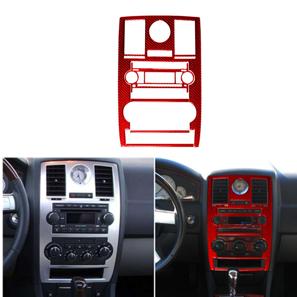 5X Red Carbon Fiber CD Control Panel Cover Trim TypeA for Chrysler 300 2005-2007