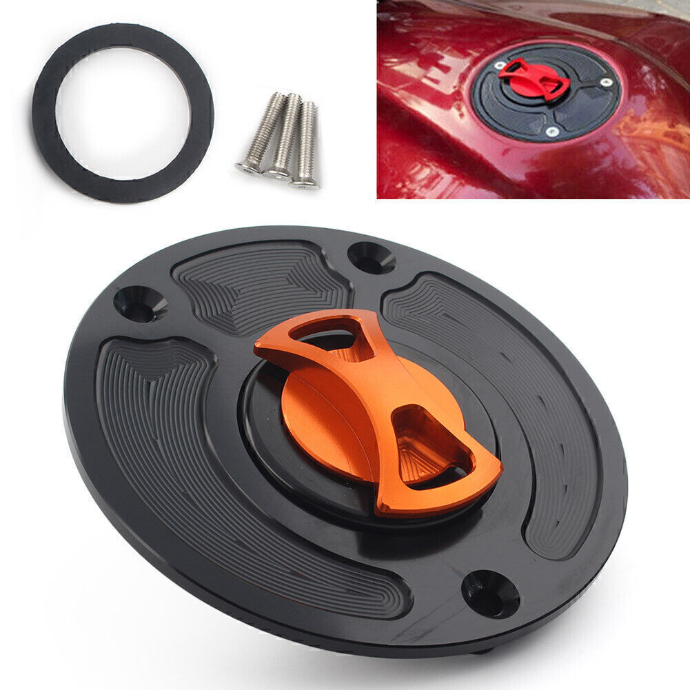 for Kawasaki ZX10R ZX9R Orange 1x Motorbike Fuel Gas Tank Cap Cover Keyless
