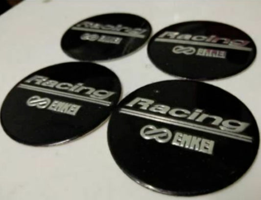 New 4x45mm Enkei Racing Black Wheel Stickers, Rim Stickers, Rays