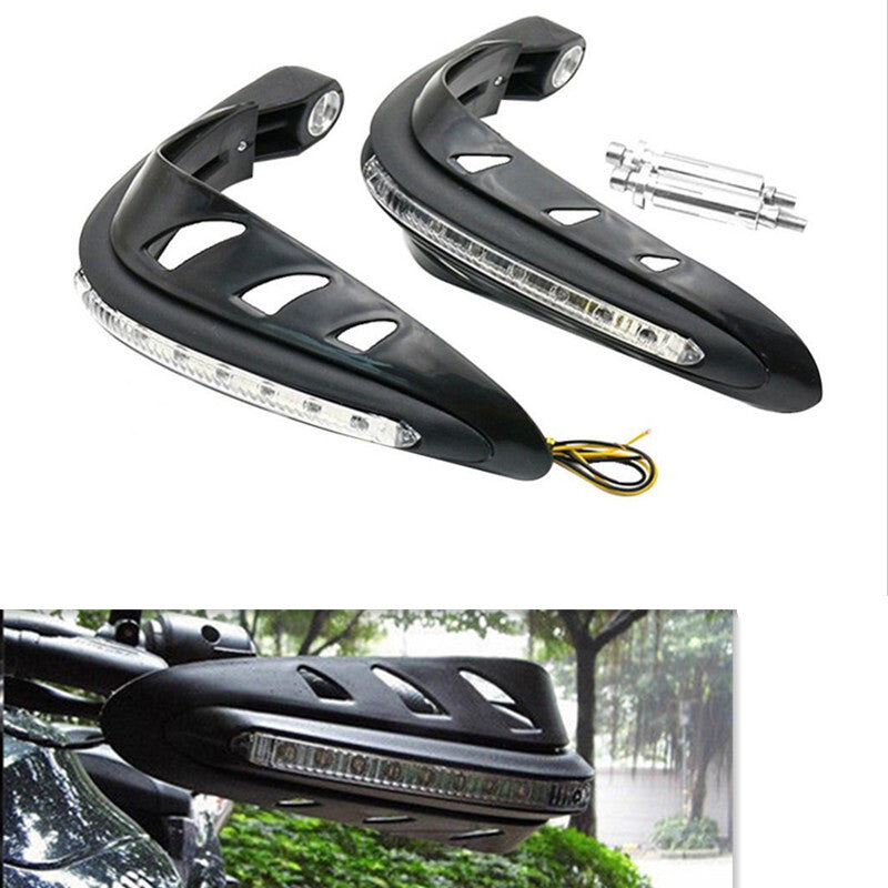 2Pc 7/8 Motorcycle Hand Guard Protector 22mm HandGuards White LED Signal Light