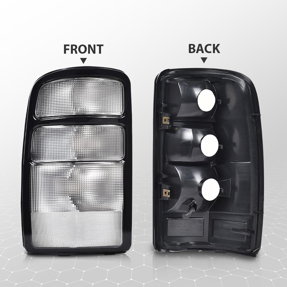 Fully transparent European taillights suitable for 00-06 for Chevrolet Suburban Tahoe with bulbs.