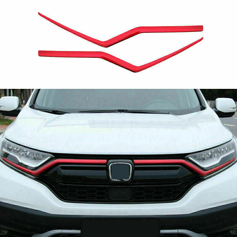 for Honda CRV CR-V 2017-22 ABS Red Front Central Grille Molding Strip Cover Trim
