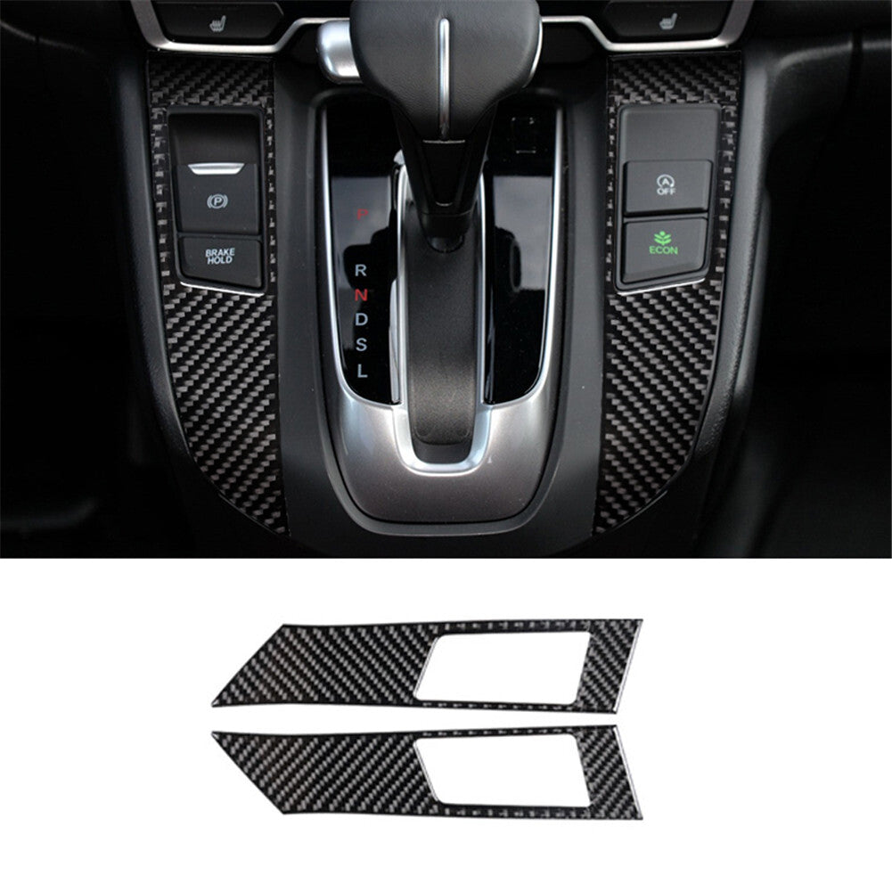 2Pcs Carbon Fiber Interior Gear Shift Button Cover Trim for Honda CR-V 2017-2021