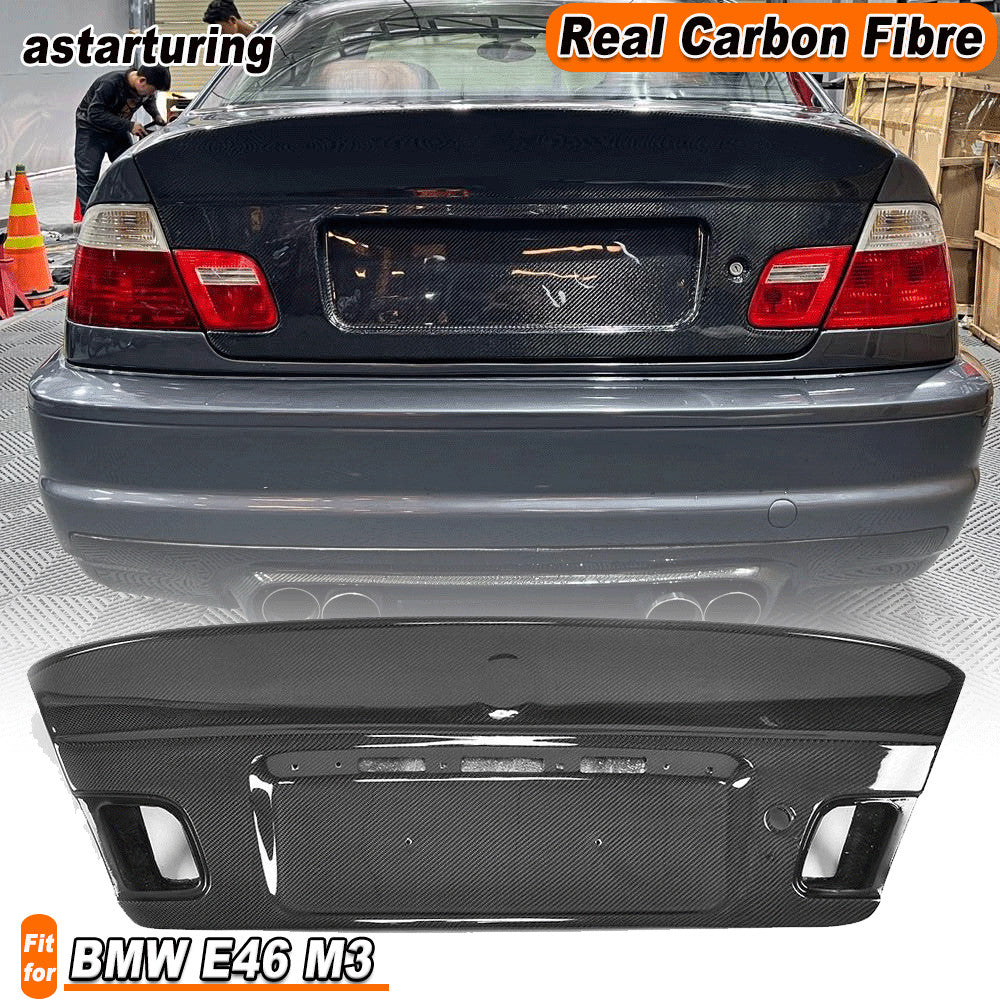 Fit for BMW E46 320Ci 325Ci M3 Real Carbon Fiber Rear Trunk Boot Lid Cover Trim