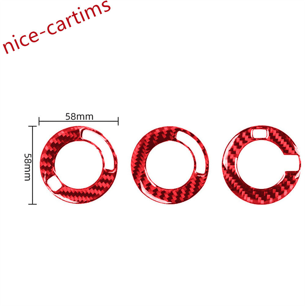 Red Carbon Fiber Four Axis Rotary Switch Knob Ring Cover for Ford F150 2009-2014