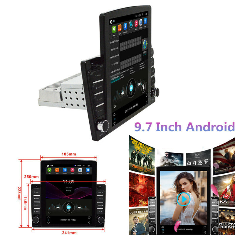 Car Android 9.7in Vertical Screen Radio Audio Stereo GPS Navigation Video Player