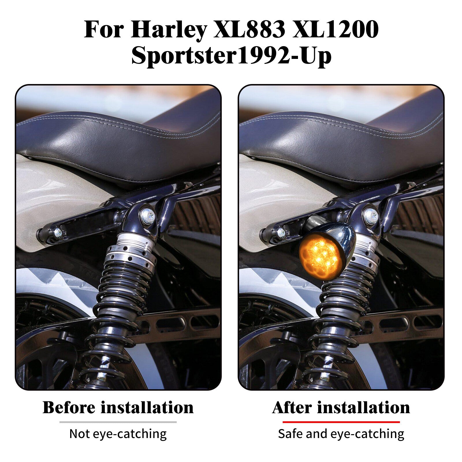 Black Rear Turn Signals Amber Light Bracket for Harley Sportster 883 1200 92-22