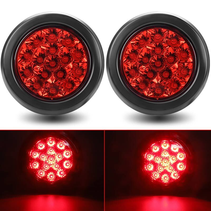 2X 4inch Round Red 16LED Truck Trailer Brake Stop Turn Signal Tail Lights 12-24V