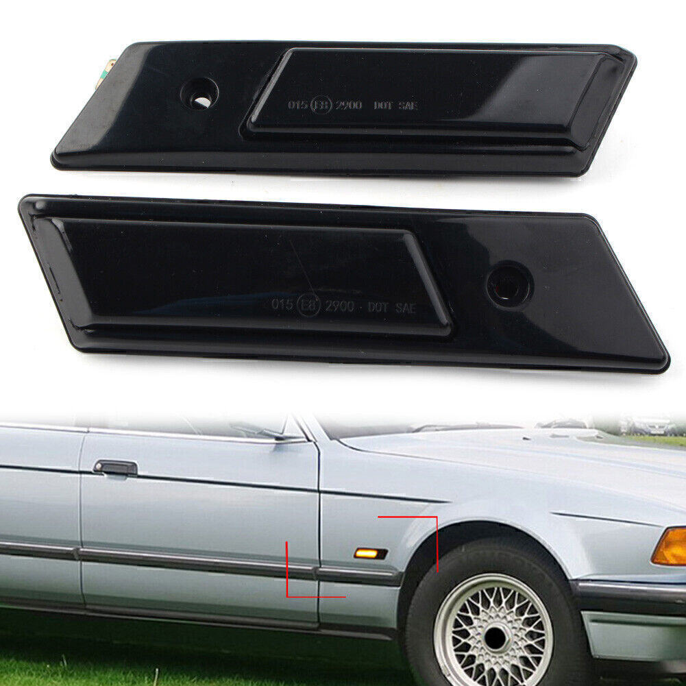 Suitable for BMW 3 Series, 5 Series, 7 Series, E36, E34, E32, Black Dynamic LED Side Marker Turn Signal Lights