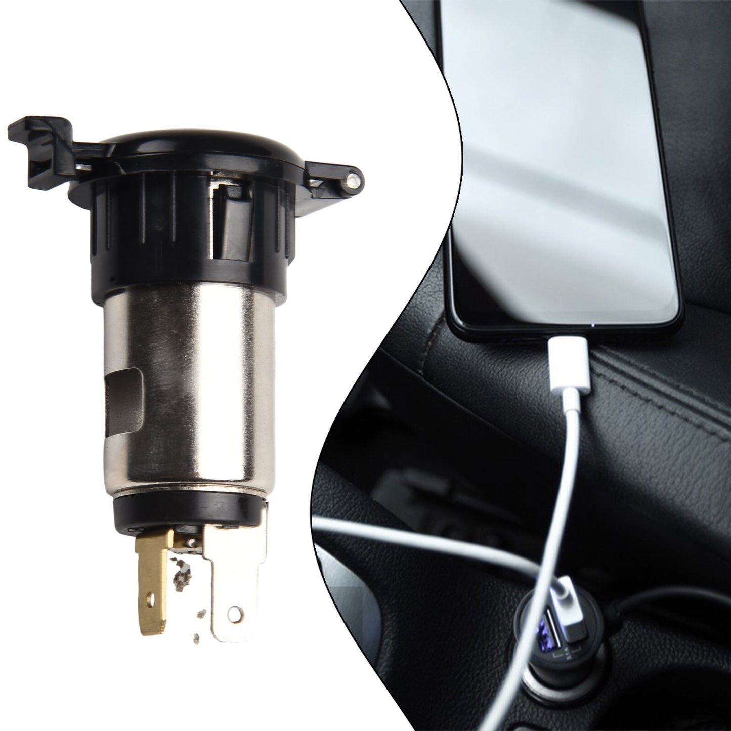 Car Power Plug with Waterproof Cover 10A Suitable for GPS Mobile Phones Mp3