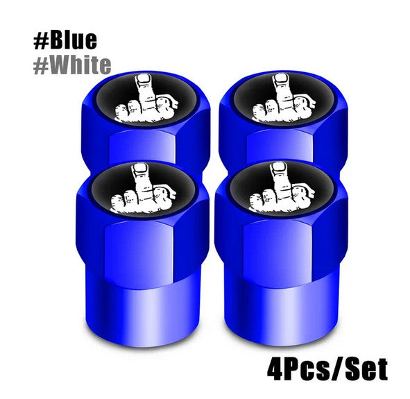 4-piece car tire valve cover rod air dust cover, premium metal, blue and white, suitable for Lexus .