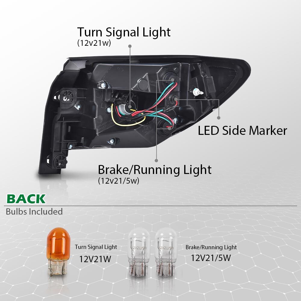 Taillights suitable for 2013-2017 for Chevrolet Traverse, left driver's side halogen light with bulb.